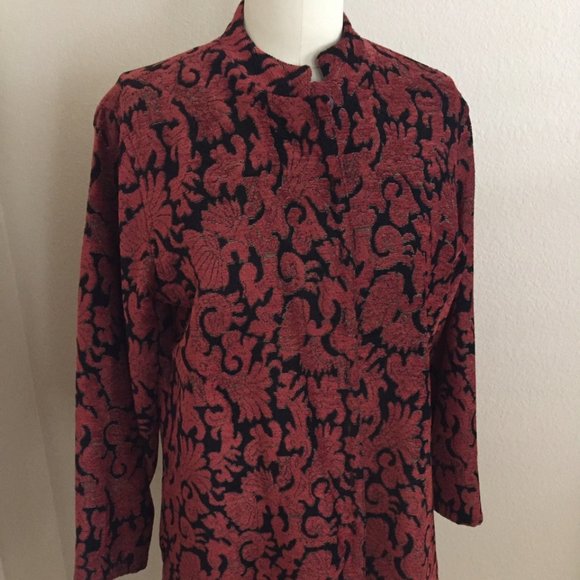 Chicos Brocade Long Jacket with Mandarin Collar - Picture 8 of 8